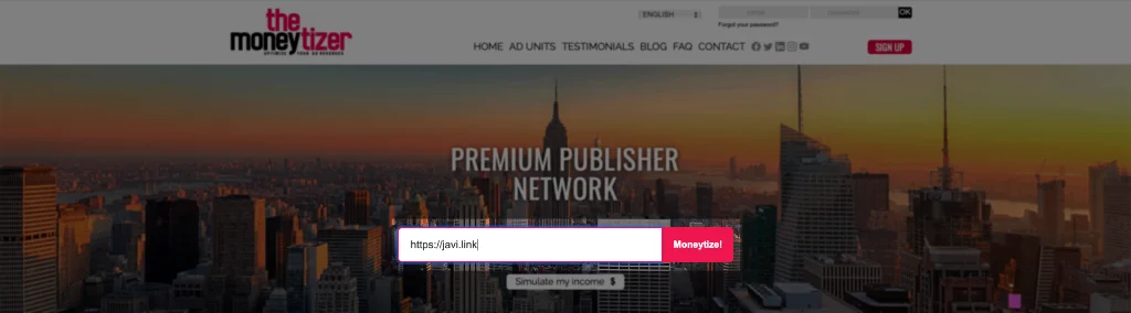 How to sign up on the moneytizer