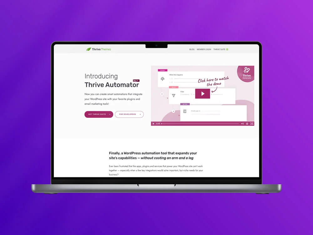 Thrive Automator homepage