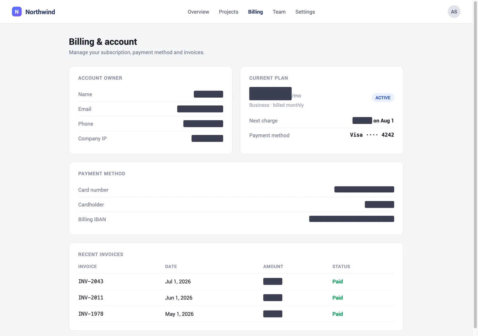 SafeCast hiding private data on a billing page