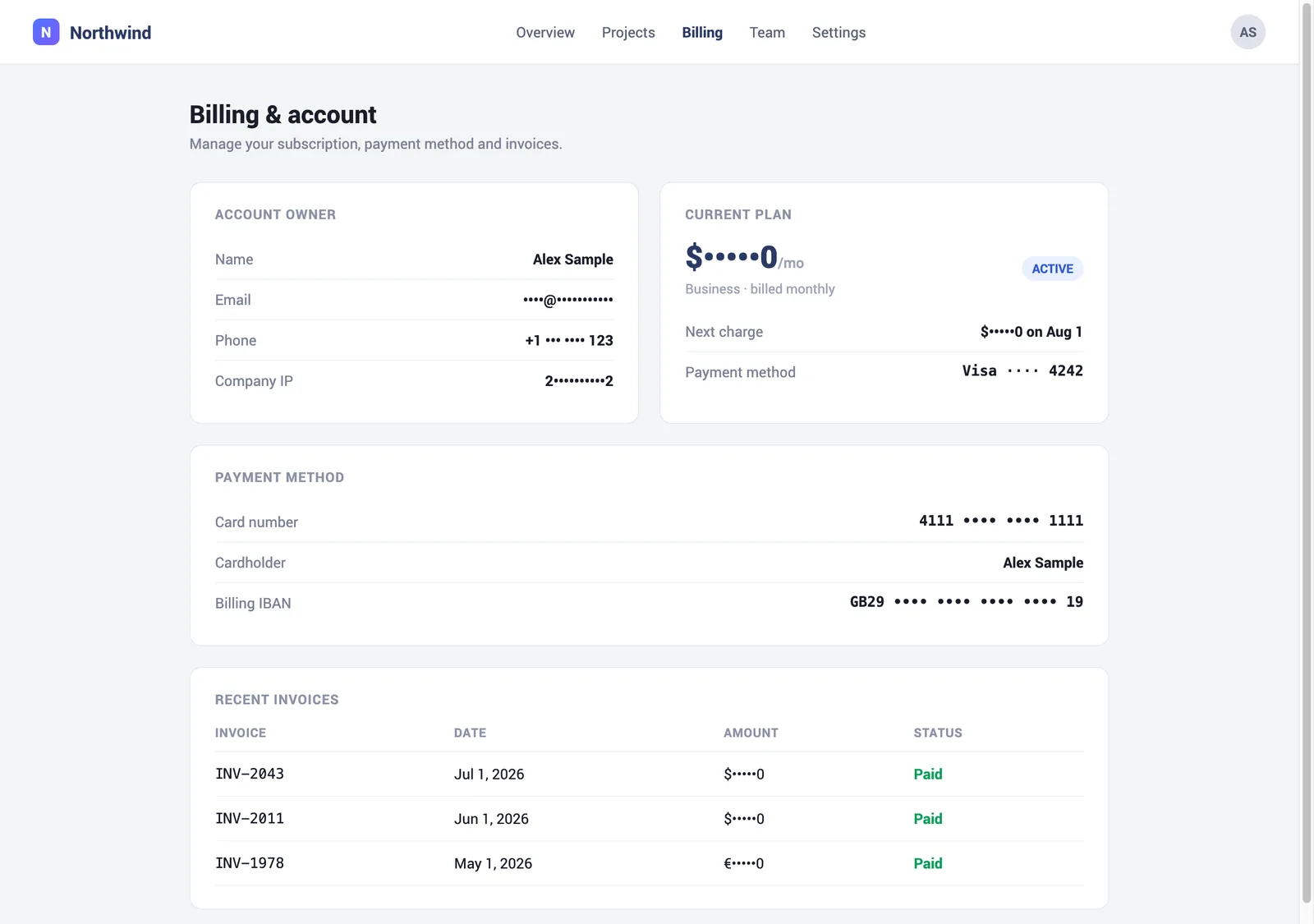 The same billing page with SafeCast in symbols mode