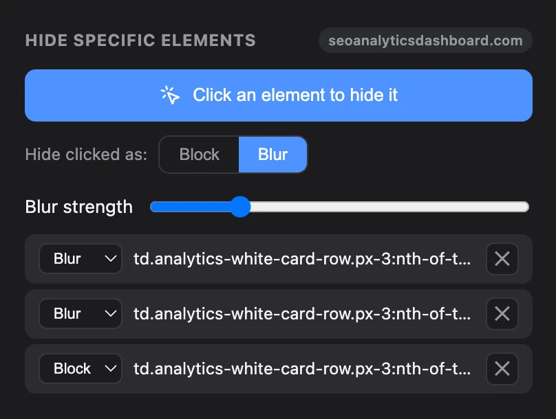 SafeCast popup: Click to hide an element