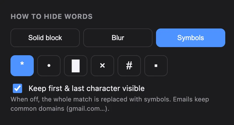 SafeCast control set to Symbols, with symbol picker